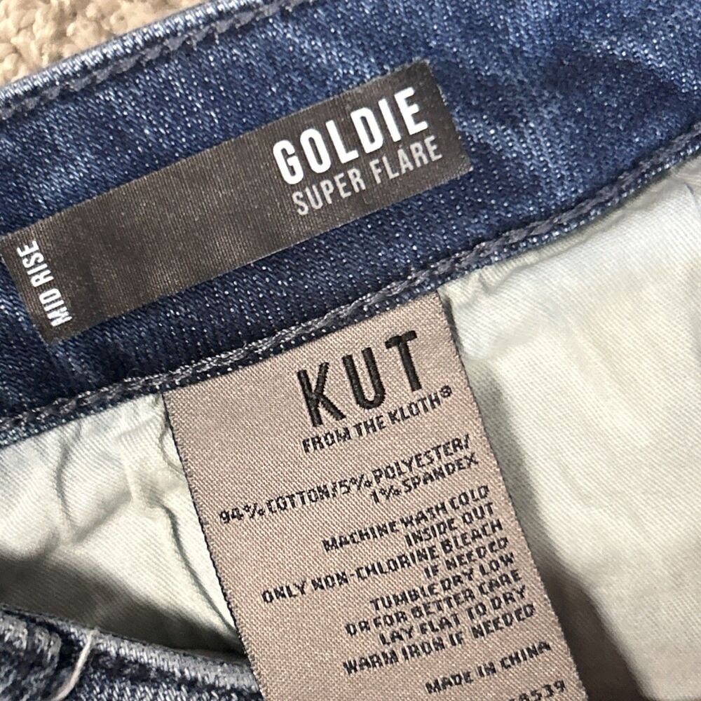 Kut From The Kloth Goldie Super Flare Jeans Womens 6 mid rise Wide Leg Stretch - Picture 4 of 7